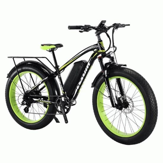 26" vélo électrique homme, fat bike électrique, VTT electrique montagne adulte, tout terrain mountain ebike, 80Nm MTB, TOP012 Vert