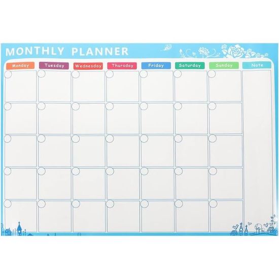 Calendrier hebdoadaire agnétique effaçable à sec pour réfrigérateur Calendrier hebdoadaire agnétique effaçable à sec pour réfrigérateur