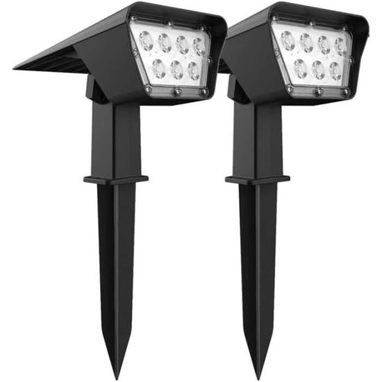 GRIFEMA GD251-2, Lot De 2 Spots Solaires D'Extérieur Pour Jardin, Appliques Murales à Énergie Solaire, Étanches Pour Jardin, Cour, Allée, Porche, Allée, Noir