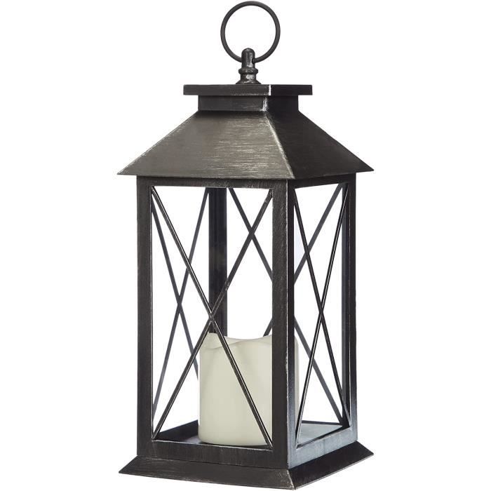 Lanterne Décorative Hellum En Métal Avec Bougie LED Jaune Vacillante - Pour Intérieur Et Extérieur - 10