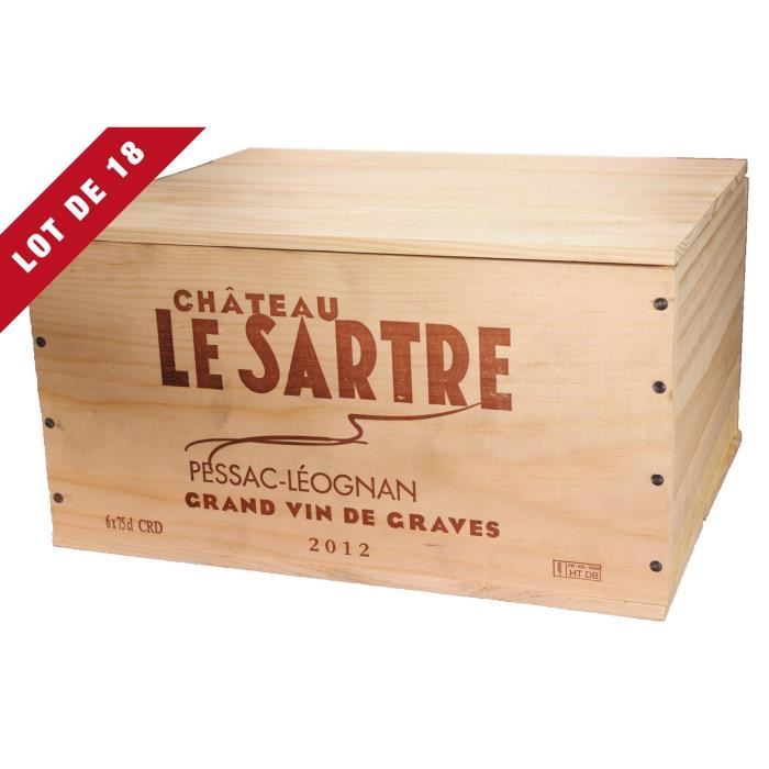 18X La Caisse Bois 6x75cl estampillé Château le Sartre - coffret