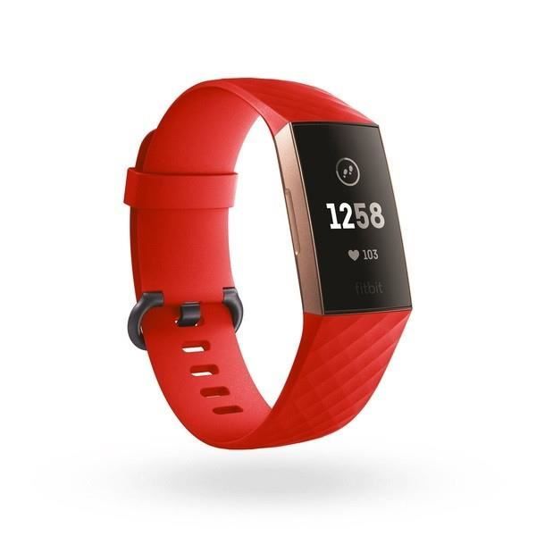 Bracelet Silicone pour FITBIT Charge 4 Taille S 95-103mm Poignet Sport (ROUGE)