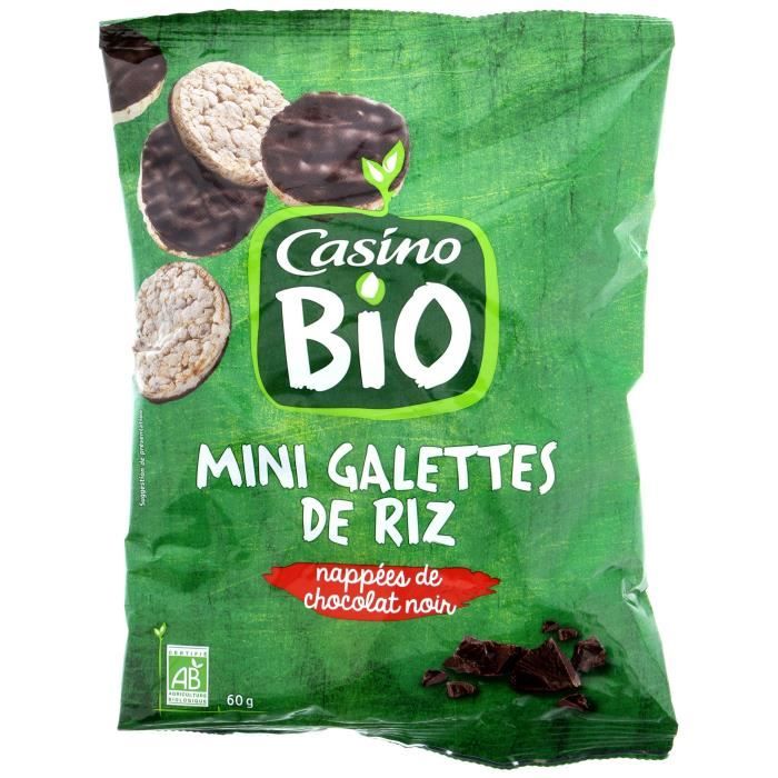 CASINO Mini Galettes Riz Choco Noir Bio - 60G