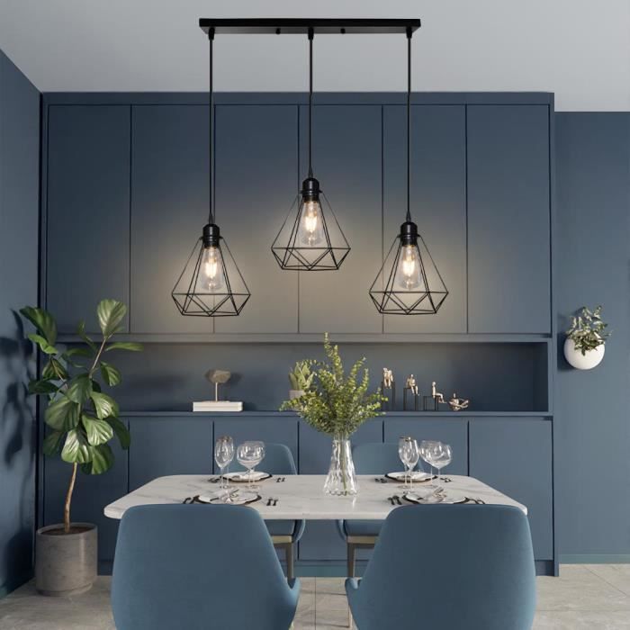 Yote Lustre Plafonnier Industrielle en Forme Diamant - 20CM Noir