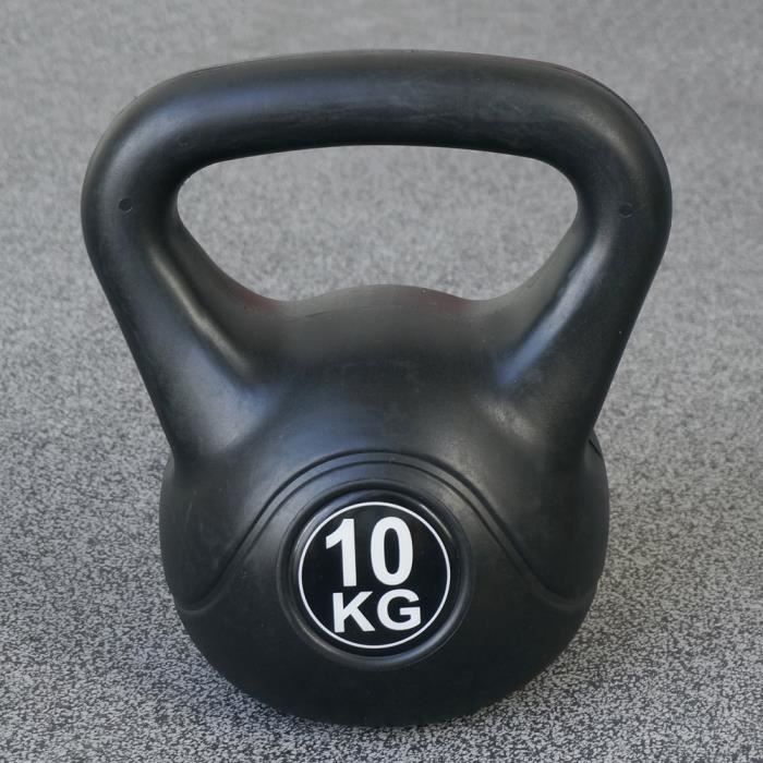 Kettlebell pour l'intérieur et l'extérieur - Plastique - Noir - 10 kg