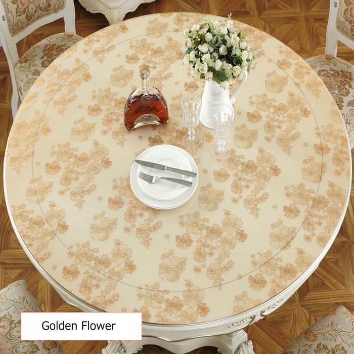 60x60cm Nappe de table ronde transparente, Nappe ronde transparente antitache, Nappe exterieur table ronde, 04