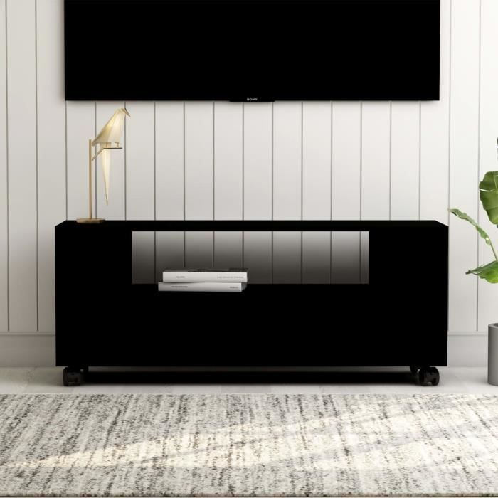 NOVE Meuble TV Sacandinave Table basse pour Tv Noir 120 x 35 x 43 cm Aggloméré®PBZQER®