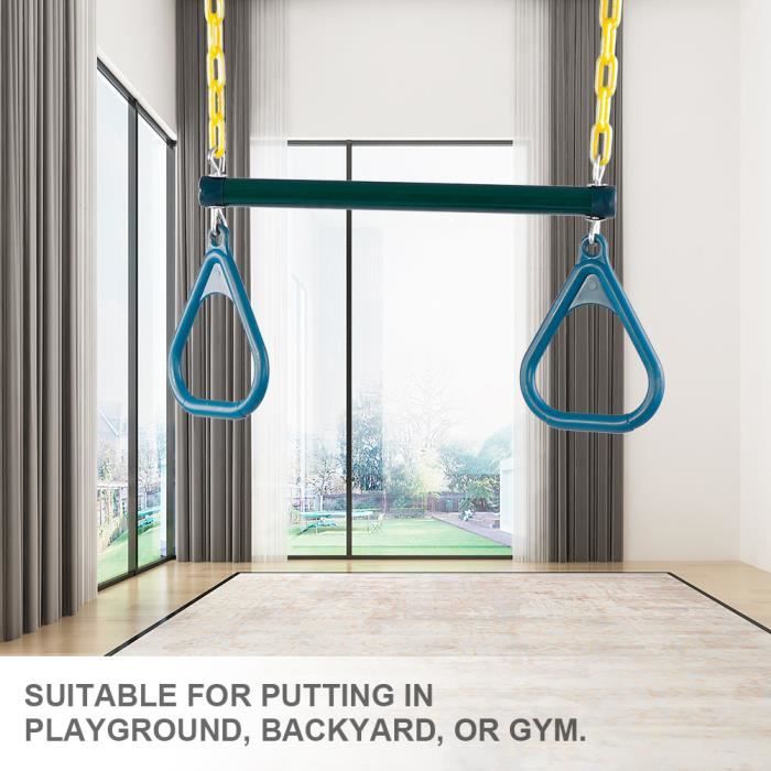 Trapeze bois avec anneaux de gymnastique--LAY