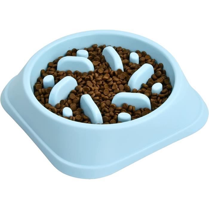 Gamelle Anti Glouton pour chien Bol chien en plastique bleu clair