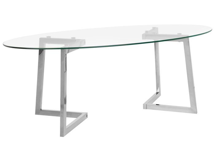 Table basse argenté et plateau en verre FRESNO