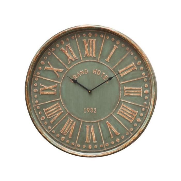 Horloge Murale Ronde Verte et Dorée Grand Hôtel - Diamètre 60cm 0,000000