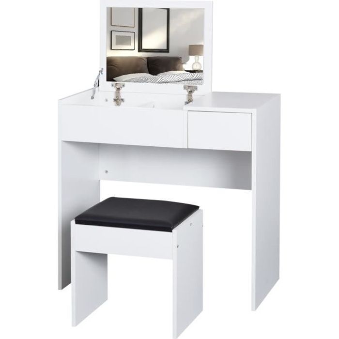 Coiffeuse design miroir escam 80x40x79cm Noir