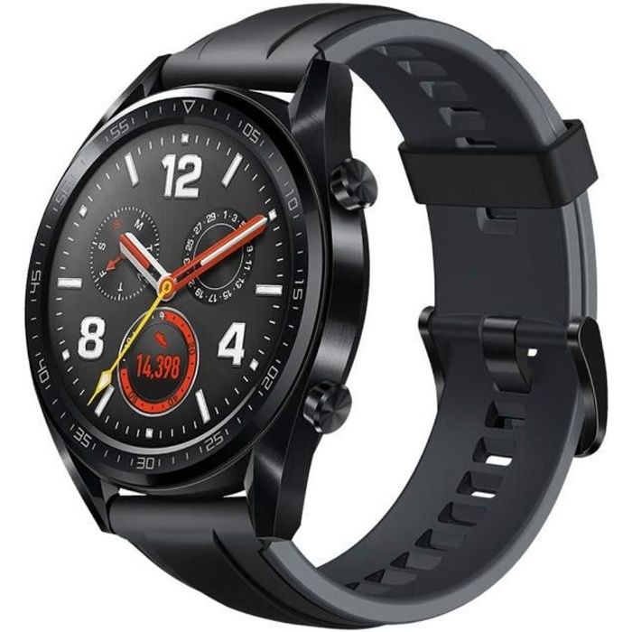 Huawei Watch GT - Montre Connectée (GPS, Ecran AMOLED tactile, boitier Inox 46mm, autonomie jusqu'à 14 jours) avec Bracelet Sport