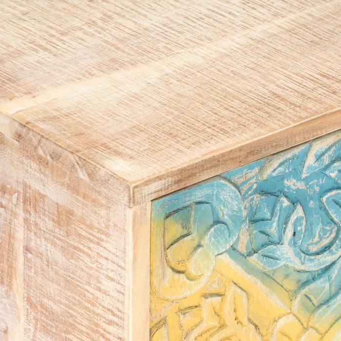 BEL Table de chevet sculptée 40x30x50 cm Bois d'acacia massif #0