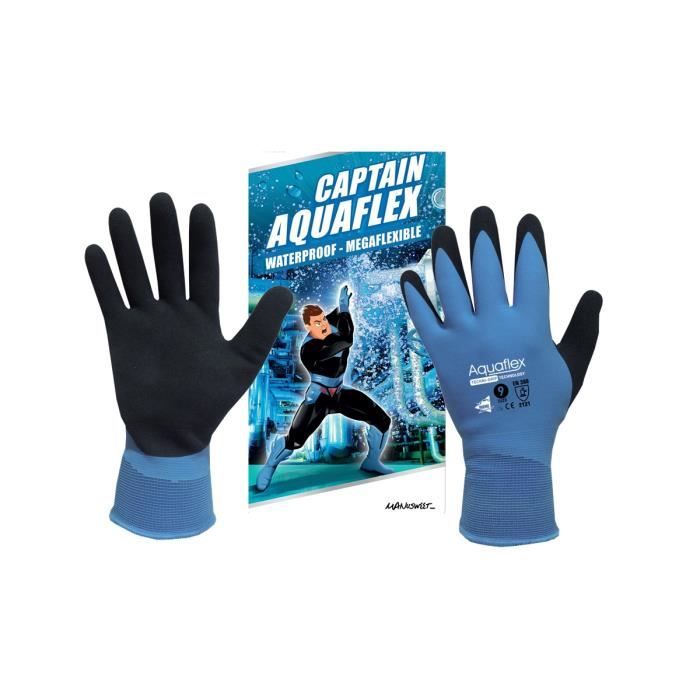 Gants de travail en Latex - Gants 100% Imperméable - Captain Aquaflex Taille 10 - Gants de protection double enduction Latex