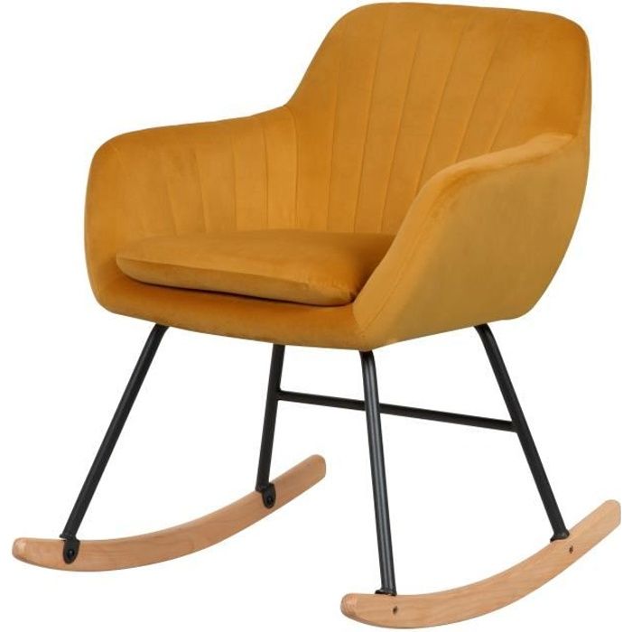Rocking-chair Isola en velours jaune