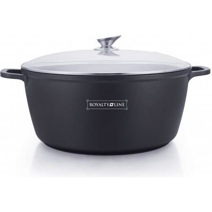 Faitout avec Revêtement Marbre Anti adhésif + Couvercle en verre Royalty Line - Taille de faitout: Faitout 28 cm / 5.7 Litres