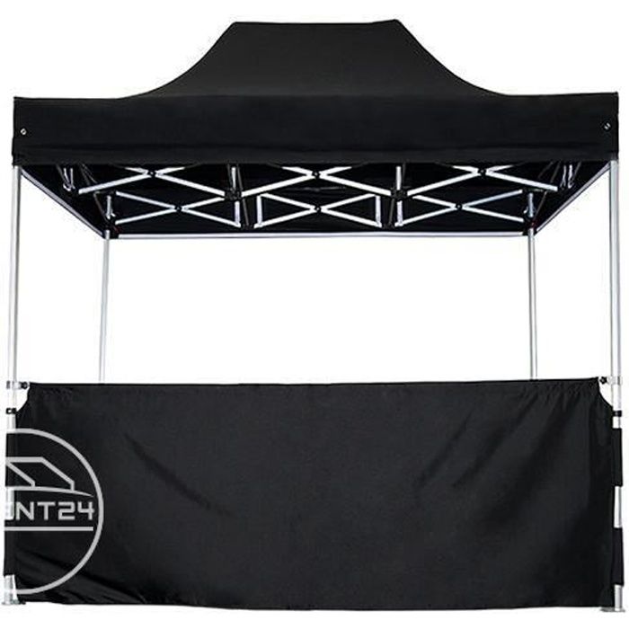 Demi-bâche de côté en noir pour tentes pliantes Premium et Professional de 3 m de large