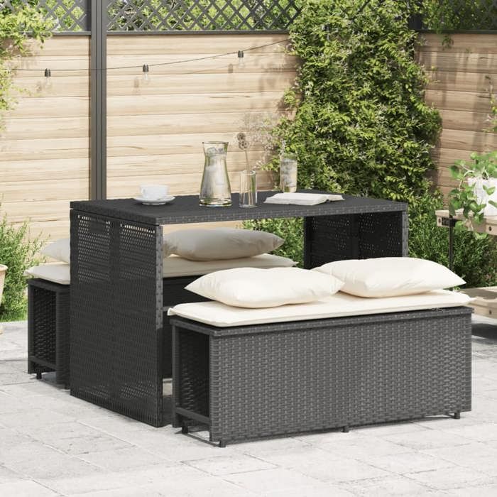 vidaXL Ensemble à manger de jardin avec coussins 3 pcs Noir ensemble de salle à manger dextérieur meuble de salle à 4003902