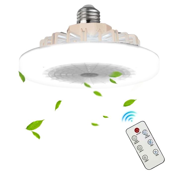 Lampe Ventilateur Plafond E27 Ventilateur Plafond Silencieux avec 30W LED Lampe Ventilateur Plafond pour Chambre à Coucher - Prumya