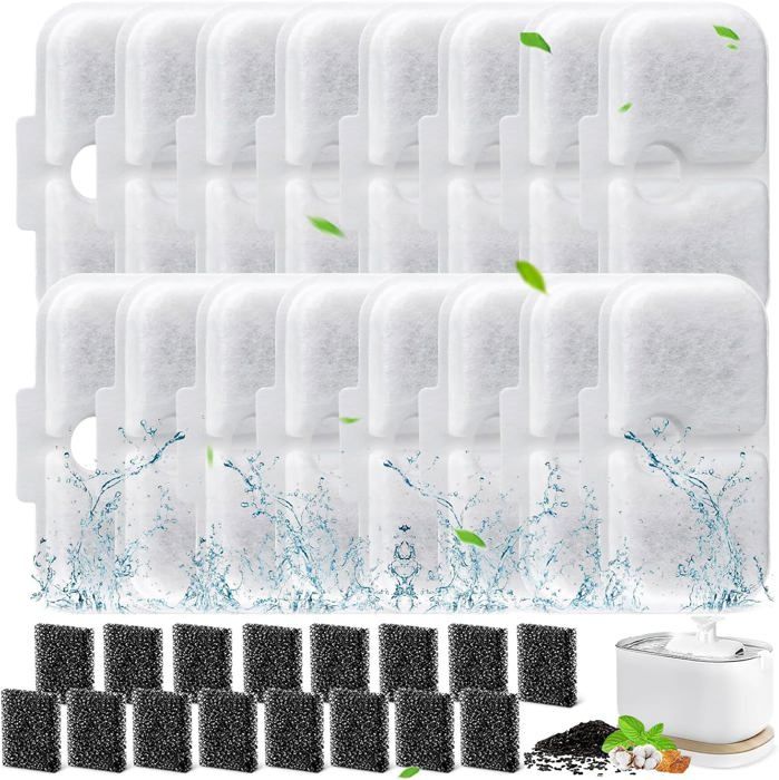 Comparer les prix de 16PCS Filtre Fontaine Eau Chat,Filtres de Fontaine à Eau Remplacement Filtre Fontaine de Chien/Chat,Charbon Actif pour Fontaine