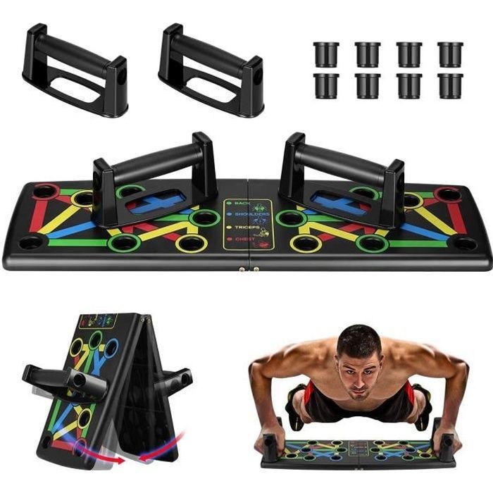 Planche De Pompes Pliable Multifonction - Pour Musculation à Domicile, Poids Max 300 Kg, En ABS Antidérapant