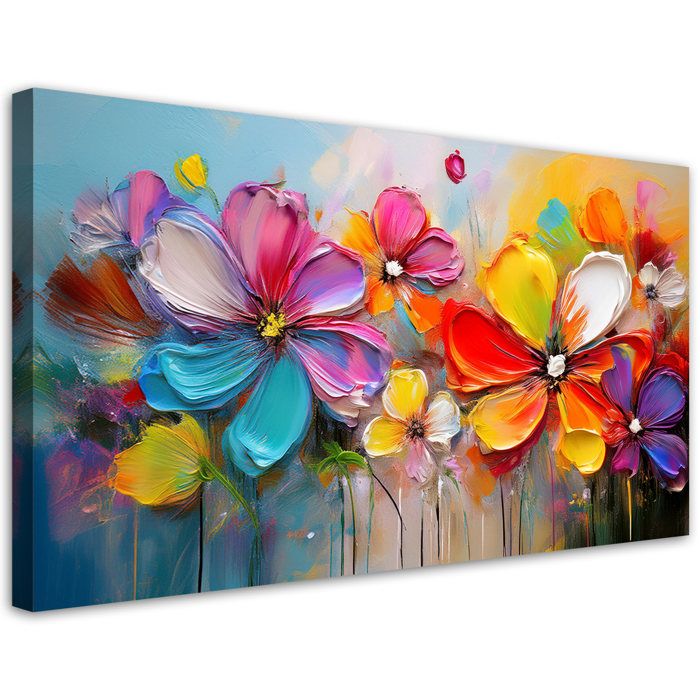 Tableau Toile Grand Format 80x120 Cm – Arbre Fleuri Abstrait, Décoration Murale Salon Ou Chambre Moderne - 2