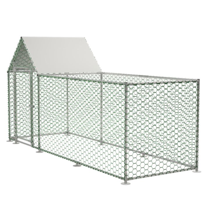 Comparer les prix de Enclos poulailler 3m² parc grillagé 3x1x1,5m avec serrure de sécurité et tissu PE imperméable, clôture extérieure en métal