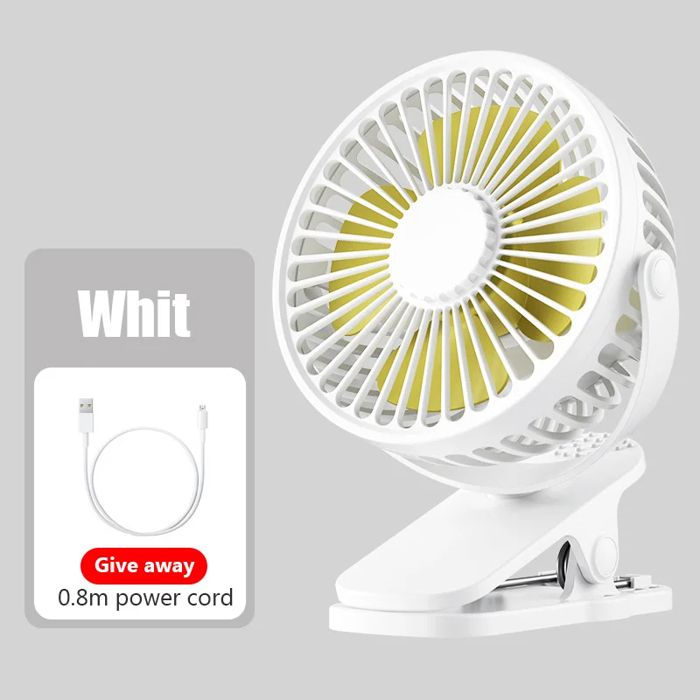 Mini ventilateur portable à pince USB silencieux de bureau électrique de haute qualité pour dortoir détudiants blanc - No Brand