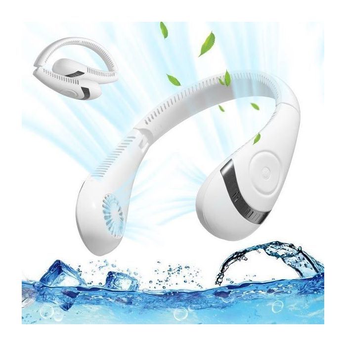 Ventilateur USB Nuque Mini Ventilateur Portable de Cou avec Batterie 3000mAh 3 Vitesses 360°souffle autour - Blanc bl Étiquette