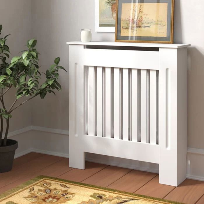 Cache Radiateur Blanc Bois - Grille horizontal Couvercle Radiateur en MDF Couvre Radiateur Armoire - 78x19x92cm