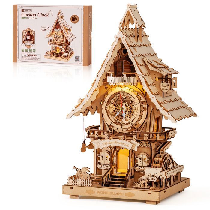 Puzzle 3D en bois à construire - ROBOTIME ROKR Coucou horloge mécanique 3D Puzzle en bois
