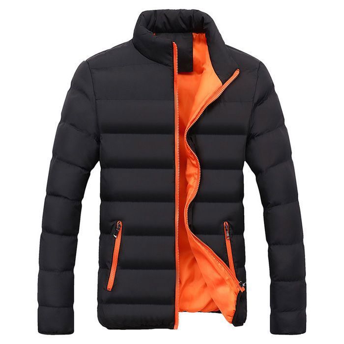 Doudoune Homme Doudoune de Sport Légère Veste Chaud dhiver Col Montant pour Ski Patinage Noir Orange YR0241