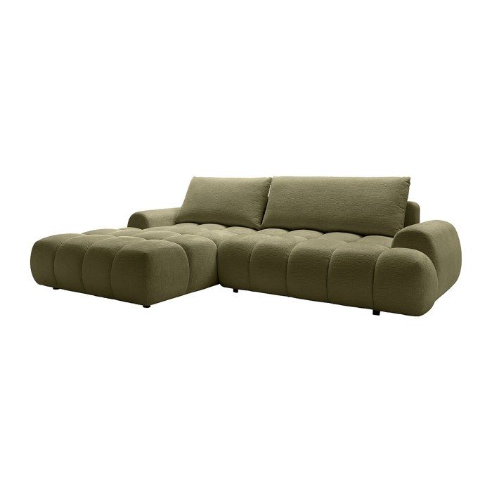Canapé dangle gauche convertible en tissu chenille vert FARNETA