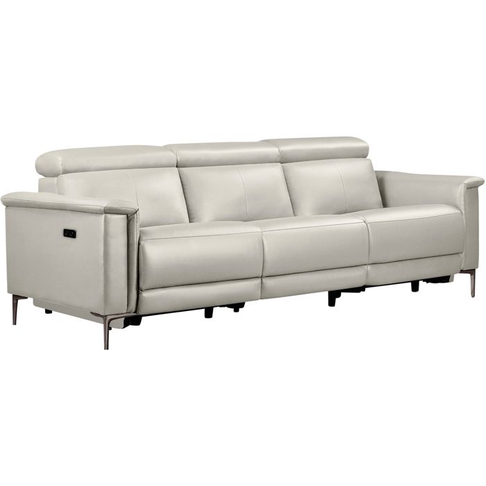 Lund-canapé 3 Places Avec 2 Fauteuils Électriques Crème Pu