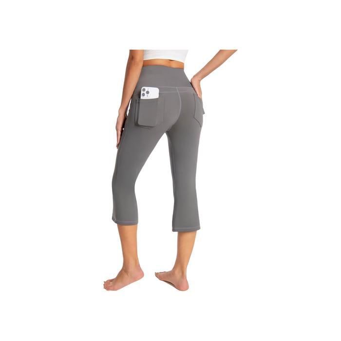 Leggings yoga 3/4 femme taille haute gris S - 4 poches Aircoolskin respirant effet gainant