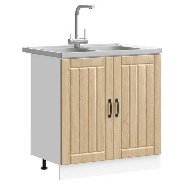 Vaisselier/Buffet de cuisine - Rustique Meuble sous évier Lucca 2 pcs - Chêne Sonoma - Bois dingénierie@181854