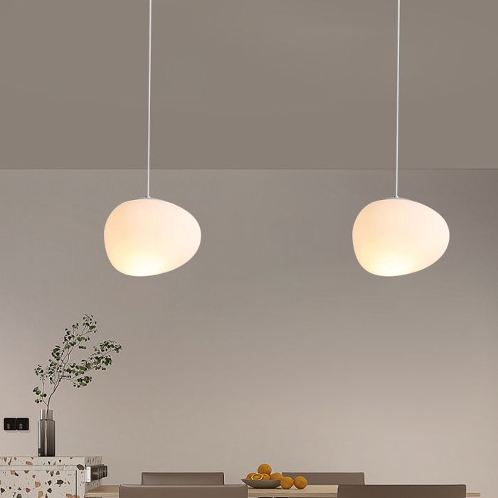 Suspension - Forme galets - Blanc chaud - Abat-jour 15 cm - Lot de 2