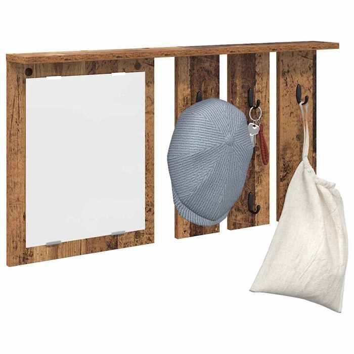 Marron Étagère Dentrée - design mural - SWEETY Porte-manteau mural avec étagère Bois ancien 85x10x45cm CL63487535337