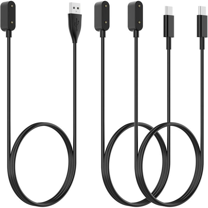 3-Pack Chargeur Compatible pour Huawei Watch Fit 3 / Huawei Band 10/9/8 Remplacement Câble de Charge USB et Type-C 3.3Ft/100cm