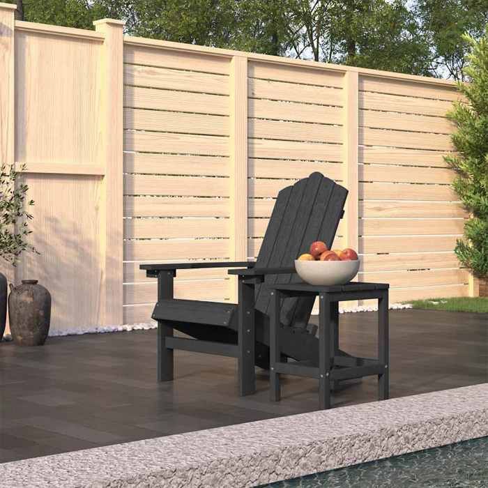 Chaise de terrasse confortable 1 PC Fauteuil Extérieur Adirondack avec table PEHD Anthracite LL3525