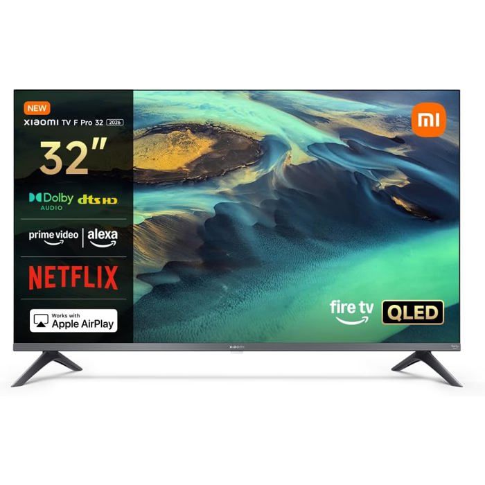 TV F Pro 32 Pouces QLED 81cm Smart TV Fire OS7 Alexa Dolby Audio DTS Virtual X DTS HD Compatible Apple AirPlay TV Connectée