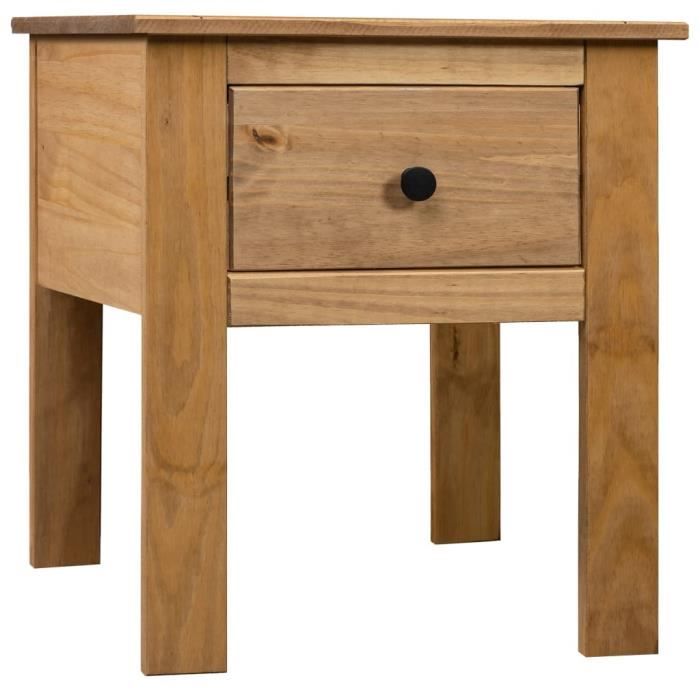 Table de chevet - AKOZON - Panama - Bois de pin massif - 1 tiroir - 46x40x57 cm