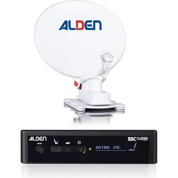 Pack ALDEN Onelight Parabole Satellite Automatique 65cm + Pointeur Module SSC Blanc