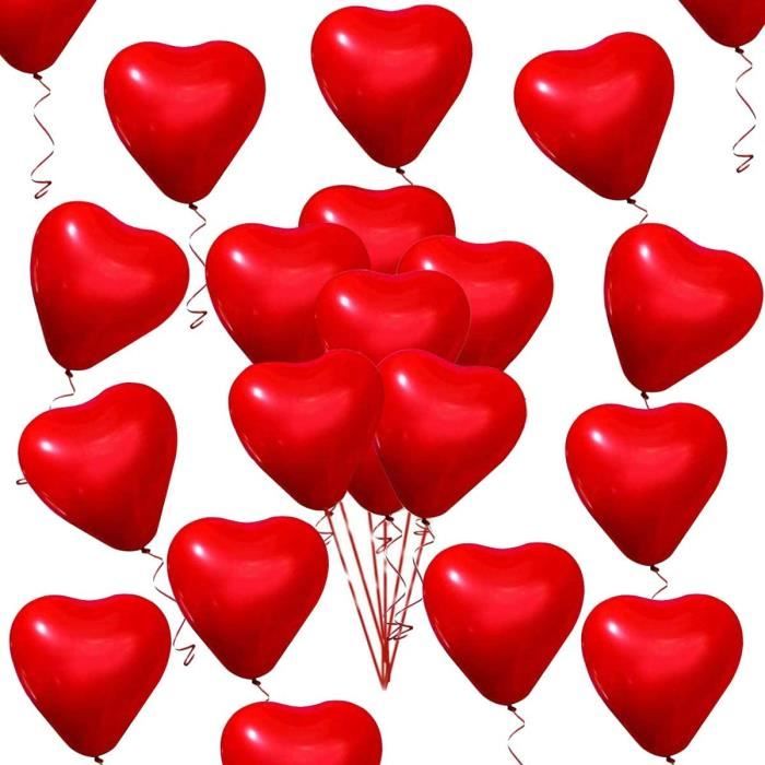 encre blanche cœur forme Air/Hélium Amour Ballons St-Valentin da 10" Pouces Latex Rouge