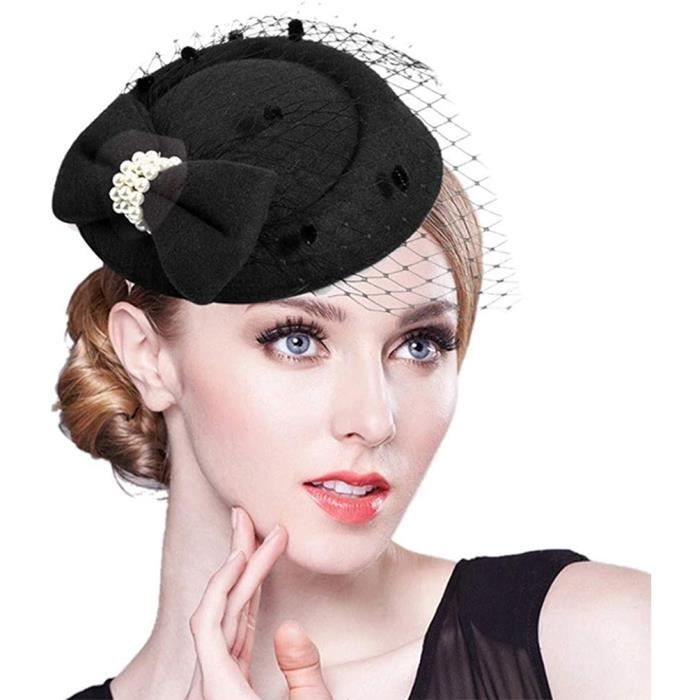 squeeze cleaner 9:45 Chapeau bibi années 1950 avec serre-tête et pince à cheveux en maille  fleurie et voile de plumes pour cocktail, thé, mariage, A[709] - Cdiscount  Au quotidien