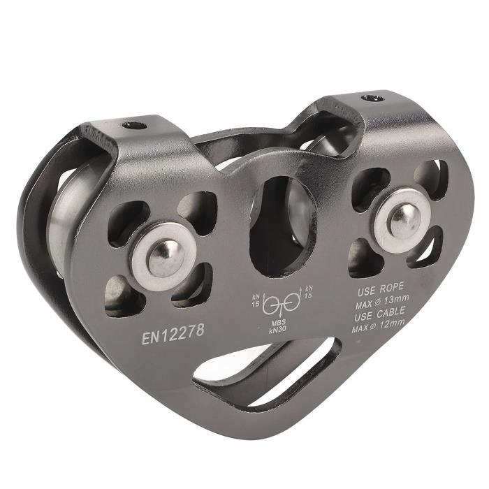 Poulie Double Pour Tyrolienne Et Escalade – Aluminium Aviation, Charge 30KN, Compatible Câble 12mm Ou Corde 13mm – Or, Rouge Ou Bleu
