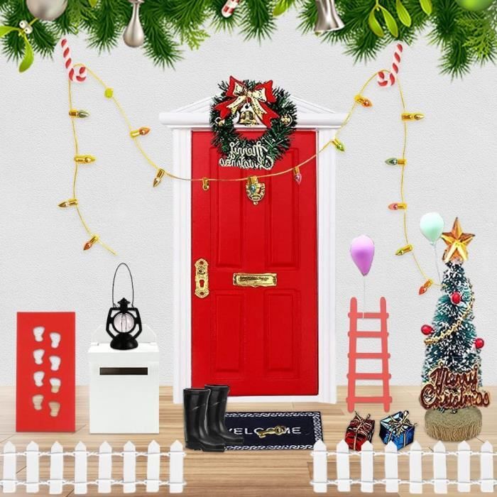 Accessoires de porte de Noël, ensemble de Noël, porte de gnome en bois avec  boîtes aux