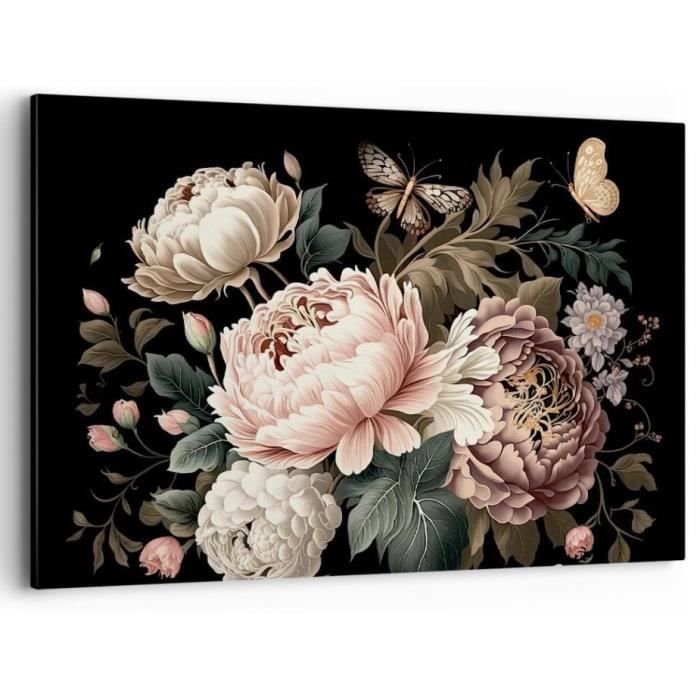Affiche Poster Déco Murale 70x50 Cm - Fleurs Style Shabby-Chic Classique - Art Botanique