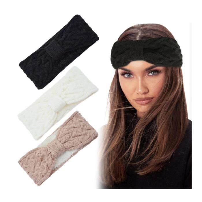 Lot De 3 Bandeaux Cheveux Femme Hiver - Tricot épais Torsadé, Nœud Central, Serre-tête Chaud Et élégant Pour Ski Ou Quotidien